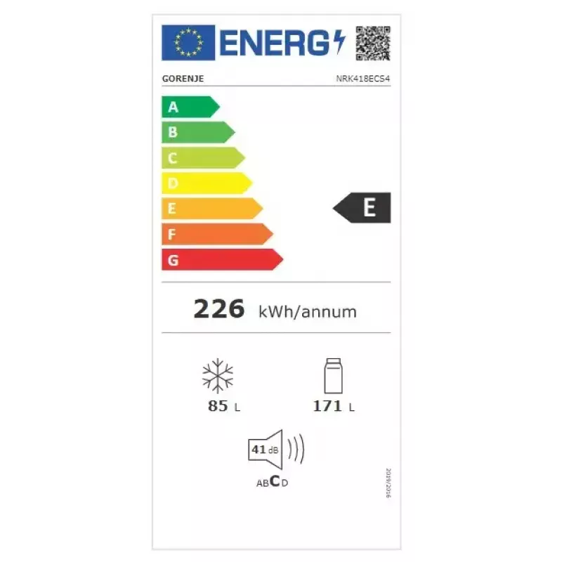 Eraldiseisev külmik-sügavkülmik Gorenje NRK 418 ECS4 — 256 L kogumaht, külmik 171 L No Frost, sügavkülmik 85 L, 41 dB, energiaklass E