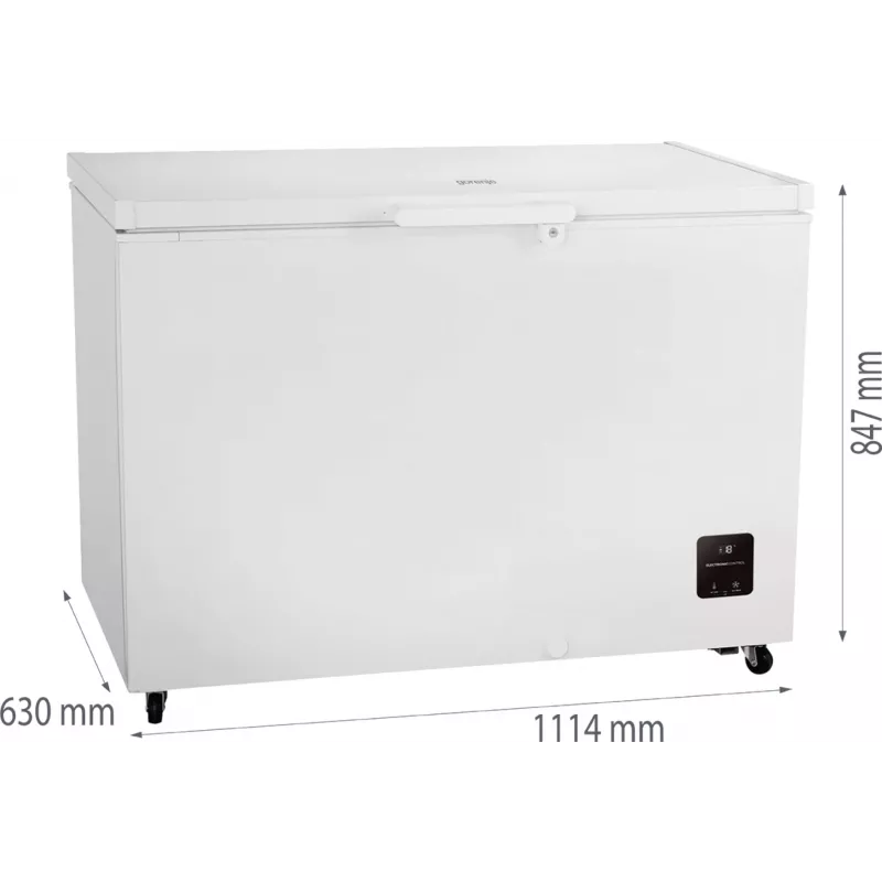 Sügavkülmik Gorenje FH30EAW — 297 L neto, energiaklass E, eraldiseisev, ekraan, valge