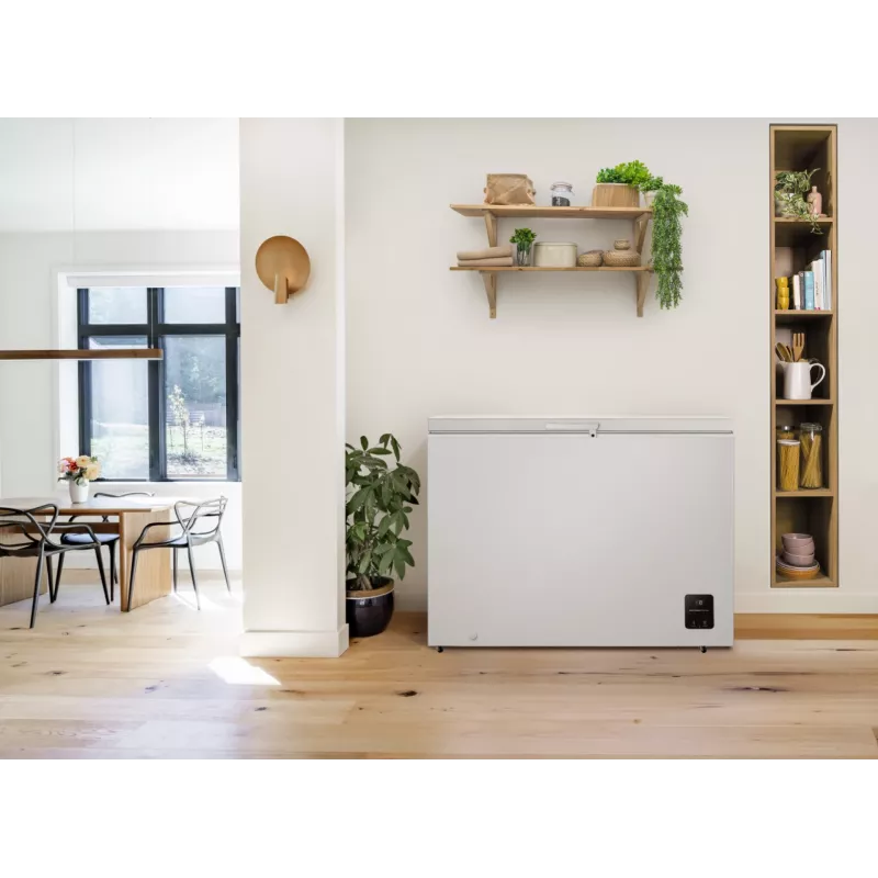 Sügavkülmik Gorenje FH30EAW — 297 L neto, energiaklass E, eraldiseisev, ekraan, valge