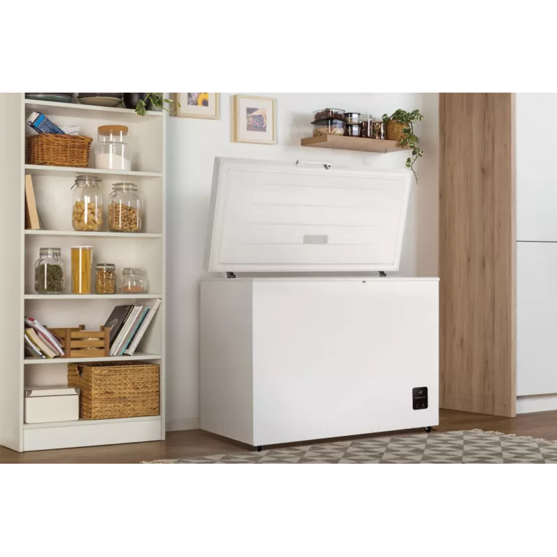 Sügavkülmik Gorenje FH30EAW — 297 L neto, energiaklass E, eraldiseisev, ekraan, valge