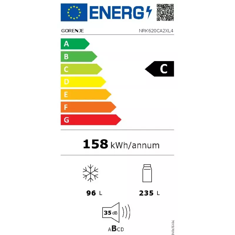 Gorenje NRK620CA2XL4 eraldiseisev külmik-sügavkülmik, alumine sügavkülmik, 331 l (235 l + 96 l), No Frost Plus, energiaklass C, hall