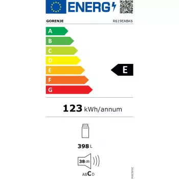 Eraldiseisev külmik Gorenje R619EABK6, 398 L, must, LED-ekraan, E-klass, 1850×595×663 mm