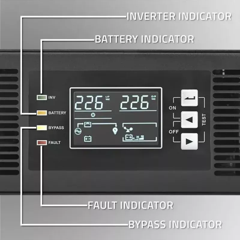 Rack UPS QOLTEC 52286 2 kVA (2000 W) võimsustegur 1.0, rack-kinnitatav
