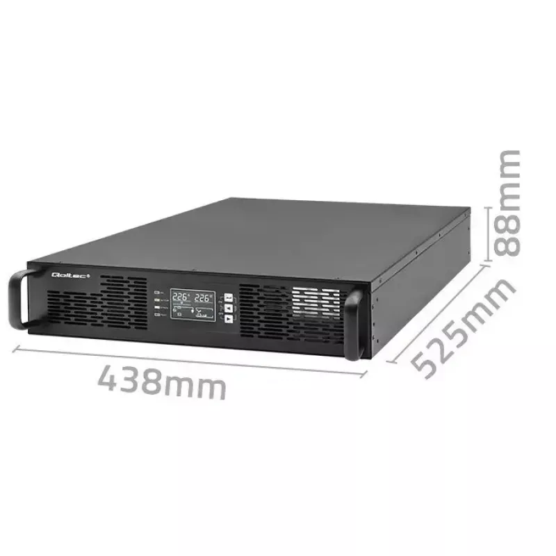 Rack UPS QOLTEC 52286 2 kVA (2000 W) võimsustegur 1.0, rack-kinnitatav