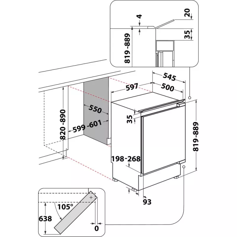 Whirlpool WBUFZ011 püstik sügavkülmik töölaua all 91 L