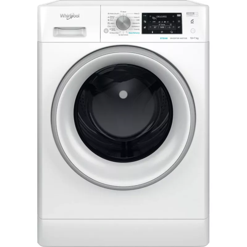 Whirlpool FFWDD 1076258 SV EE pesumasin-kuivati Eraldiseisev Eestlaadimine Valge