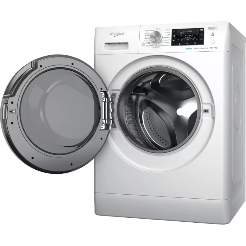 Whirlpool FFWDD 1076258 SV EE pesumasin-kuivati Eraldiseisev Eestlaadimine Valge