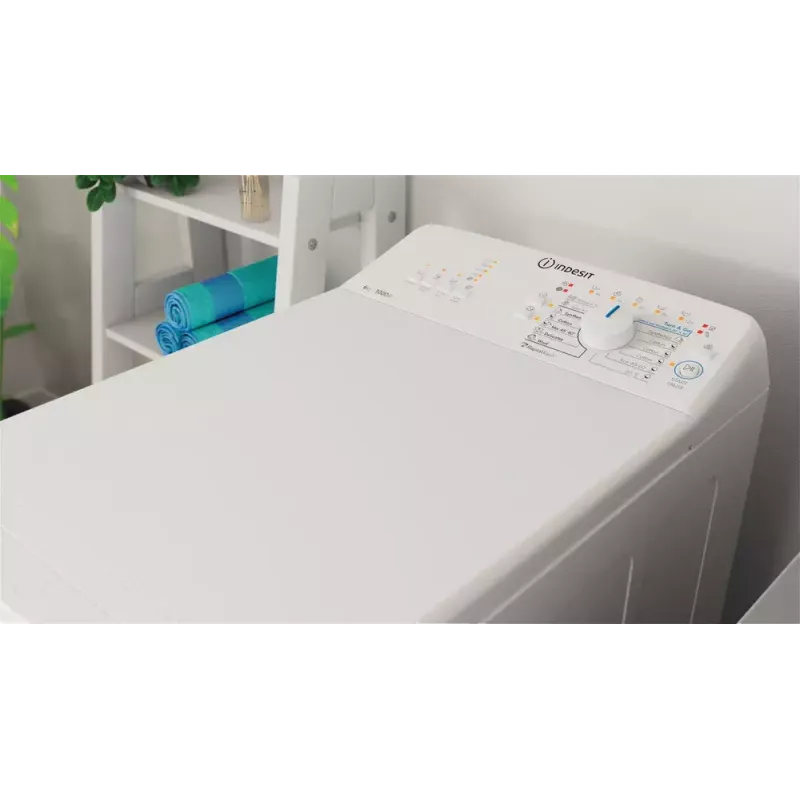 Ülaltlaetav pesumasin Indesit BTW L60400 EE/N — 6 kg, 1000 p/min, 400×600×900 mm, valge