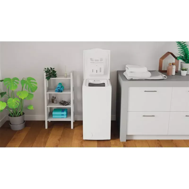 Ülaltlaetav pesumasin Indesit BTW L60400 EE/N — 6 kg, 1000 p/min, 400×600×900 mm, valge