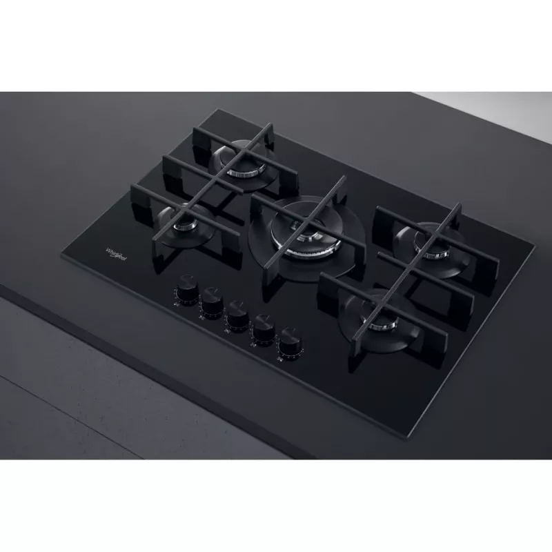 Whirlpool AKWL 728/NB must sisseehitatav 75 cm gaasipliit 5 tsooniga