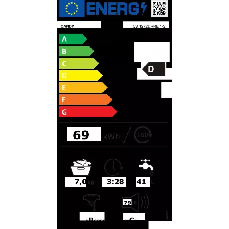 Eestlaetav pesumasin CANDY Smart Pro CS 1272DRRE/1-S, 7 kg, 1200 p/min, antratsiit