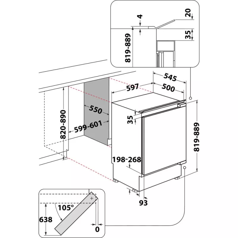 Whirlpool WBUL021 külmik, sisseehitatav, 144 L, valge