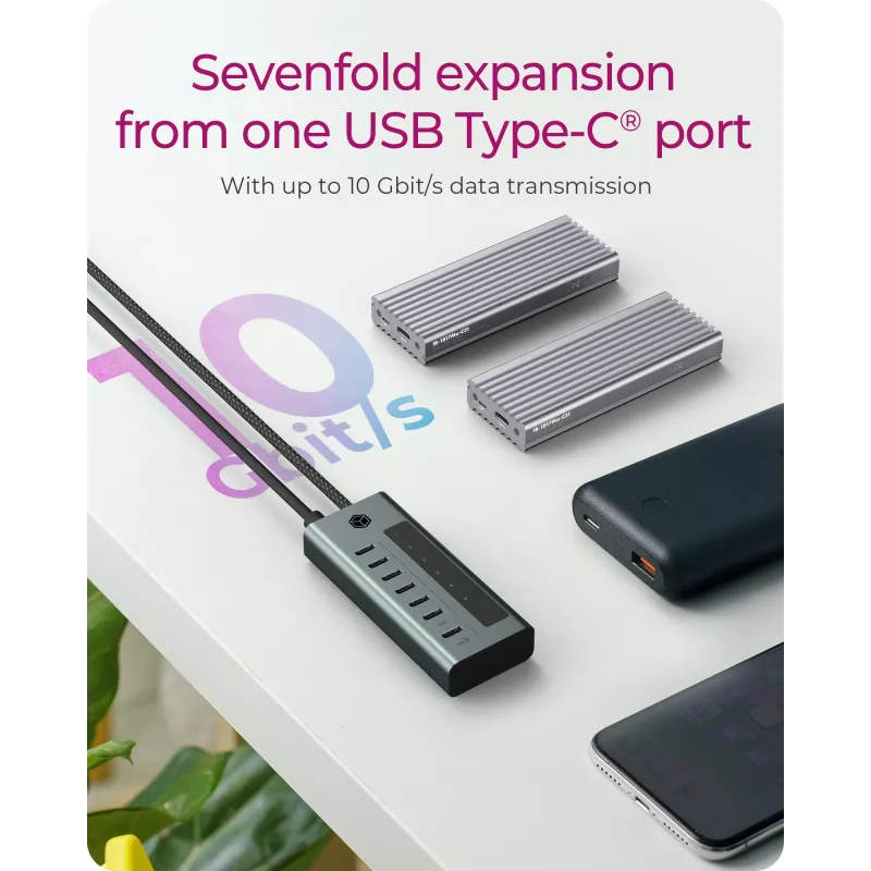 ICY BOX IB-HUB1457-C31 USB 3.2 Gen 1 (3.1 Gen 1) USB-C 10000 Mbit/s Sinine, Hall