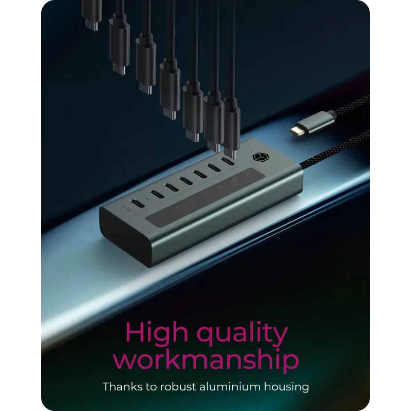 ICY BOX IB-HUB1457-C31 USB 3.2 Gen 1 (3.1 Gen 1) USB-C 10000 Mbit/s Sinine, Hall