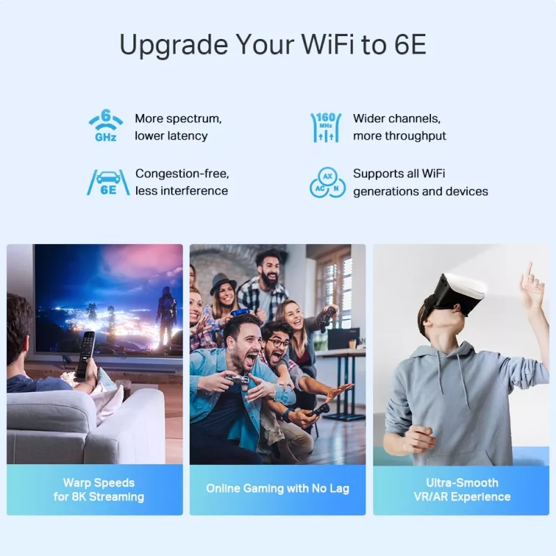 TP-Link AXE5400 terve kodu Mesh Wi-Fi 6E süsteem (kolmeribal), valge