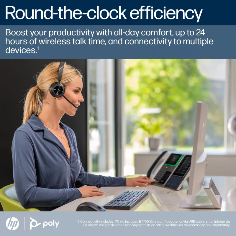 HP Poly Voyager 4320-M Microsoft Teams sertifikaadiga peakomplekt + BT700 dongle + laadimisalus