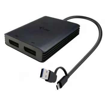i-tec USB-A/USB-C Dual 4K/60 Hz DisplayPort Video Adapter, 0,27 m, USB Type-A/USB USB-C, 2 x DisplayPort, isane, emane, 3840 x 2160 pikslit