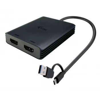 i-tec USB-A/USB-C Dual 4K/60 Hz HDMI videoadapter, 0,27 m, USB Type-A/USB USB-C, 2 x HDMI, isane, emane, 3840 x 2160 pikslit