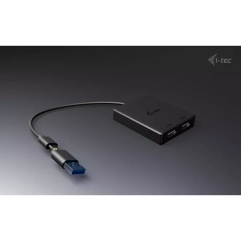 i-tec USB-A/USB-C Dual 4K/60 Hz HDMI videoadapter, 0,27 m, USB Type-A/USB USB-C, 2 x HDMI, isane, emane, 3840 x 2160 pikslit