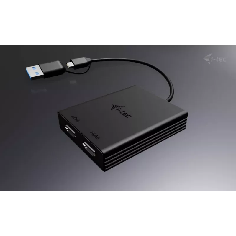 i-tec USB-A/USB-C Dual 4K/60 Hz HDMI videoadapter, 0,27 m, USB Type-A/USB USB-C, 2 x HDMI, isane, emane, 3840 x 2160 pikslit
