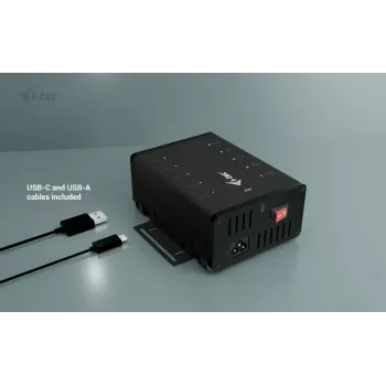 i-tec USB-C/USB-A metallist laadimis- ja andmejaotur, 15 W pordi kohta, 10x USB-C