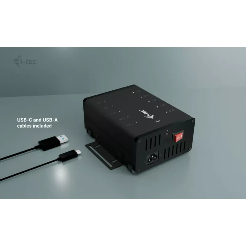 i-tec USB-C/USB-A metallist laadimis- ja andmejaotur, 15 W pordi kohta, 10x USB-C