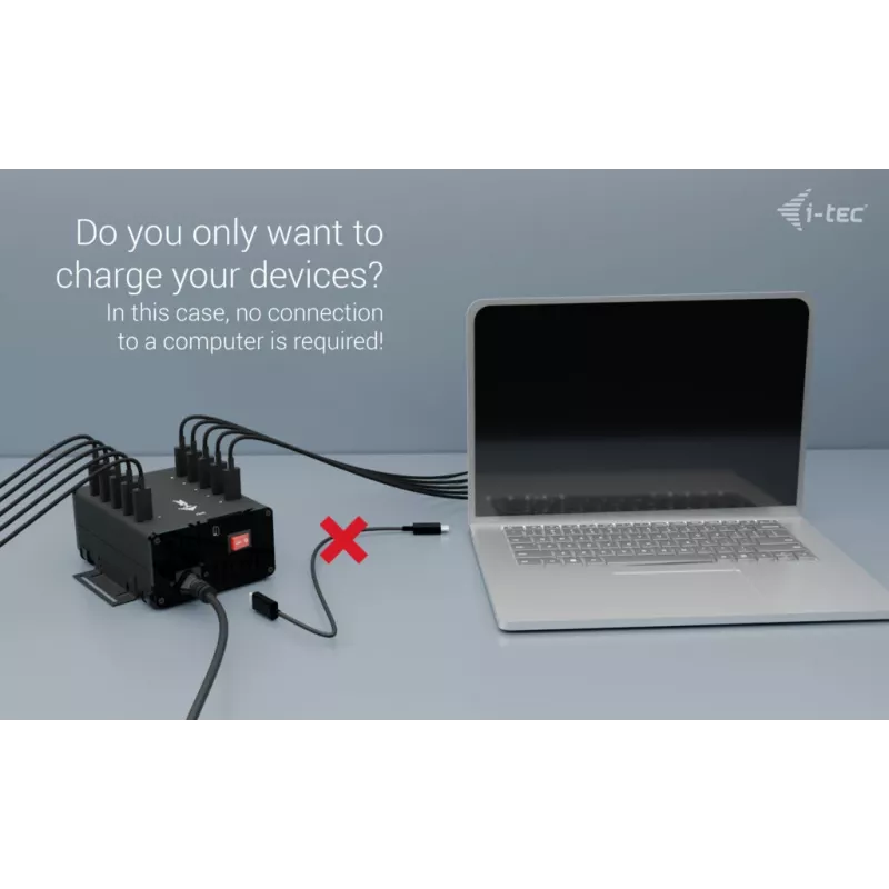 i-tec USB-C/USB-A metallist laadimis- ja andmejaotur, 15 W pordi kohta, 10x USB-C