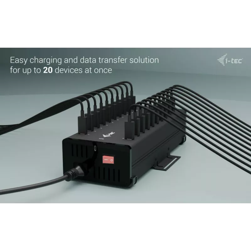 i-tec USB-C/USB-A Metal Charging + data HUB, 15W pordi kohta, 20x USB-C