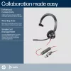 HP Poly Mustwire 3310 monofooniline peakomplekt, Microsoft Teams sertifitseeritud, USB-C + USB-C/A adapter