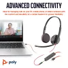 HP Poly Mustwire 3225 Stereo USB-C peakomplekt +3,5 mm pistik +USB-C/A adapter