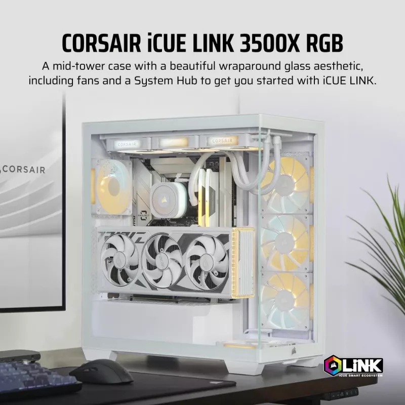 CORSAIR PC-korpus - iCUE LINK 3500X RGB Mid-Tower - Valge