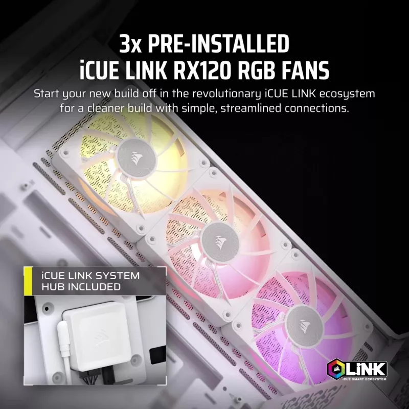 CORSAIR PC-korpus - iCUE LINK 3500X RGB Mid-Tower - Valge