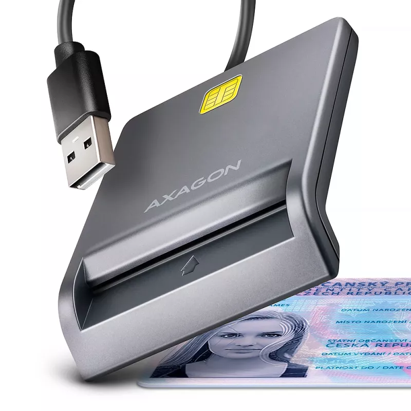Axagon CRE-SM3T USB-A nutikas/ID-kaardi lame lugeja, USB 2.0, 1,3 m, must, 56 g