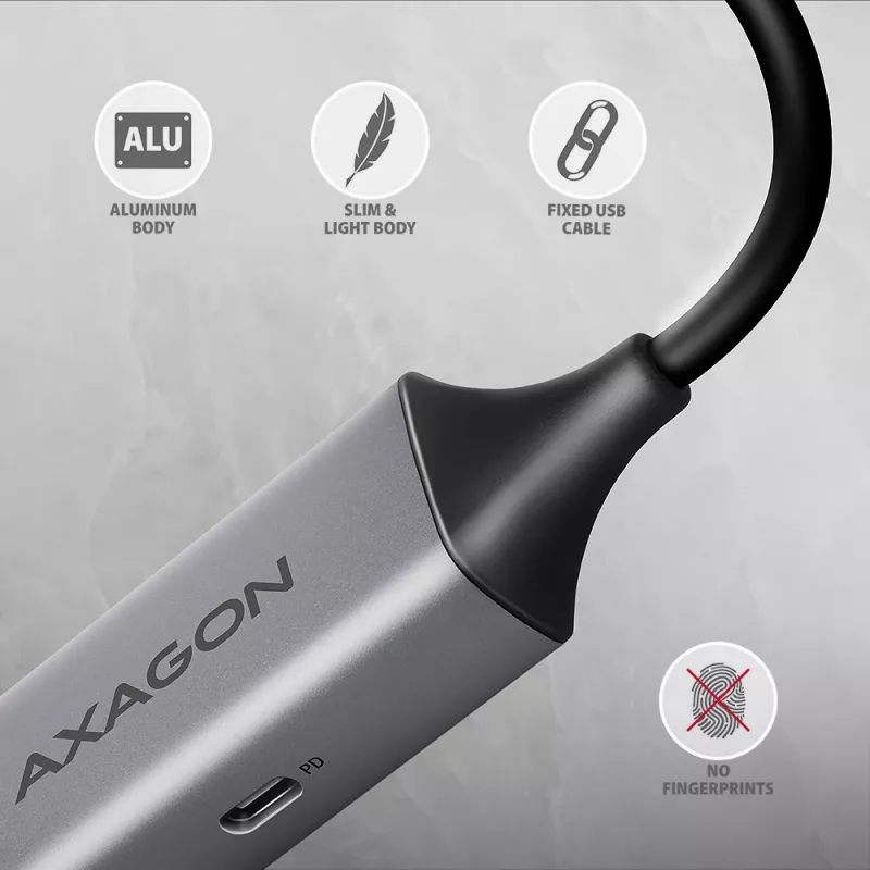 Axagon ADE-TXPD USB-C Gigabit Etherneti adapter PD 100W-ga