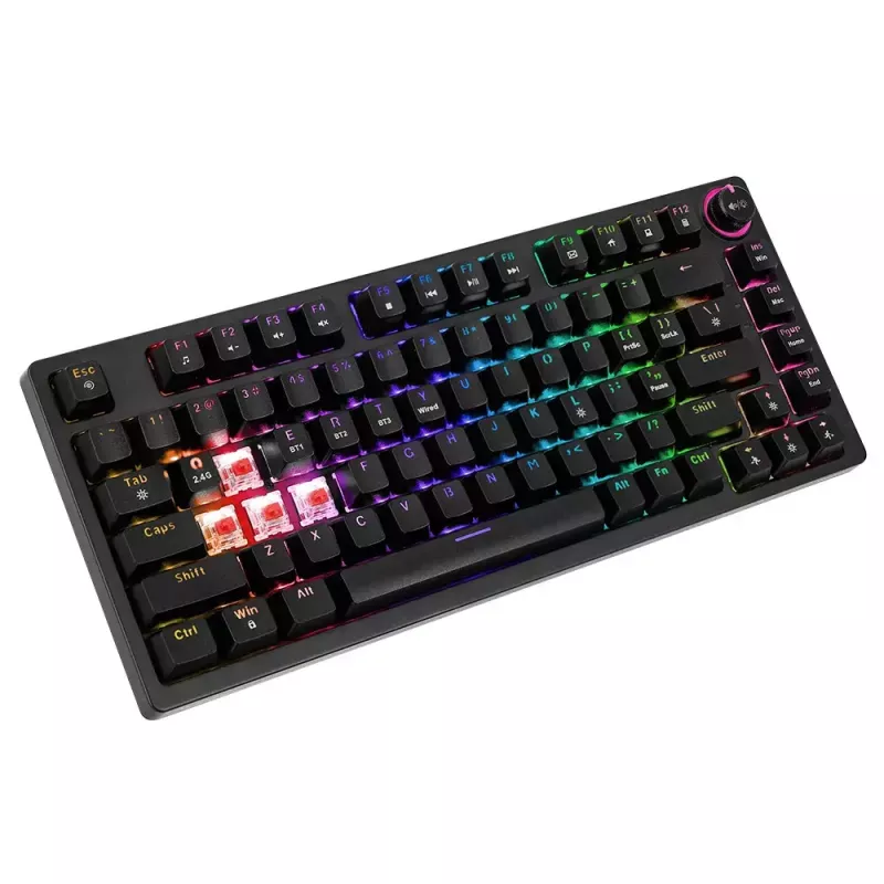 Mängurklaviatuur Savio SAVGK-PHENIX kollane USB RF Juhtmevaba Bluetooth Mehaaniline 82 klahvi RGB