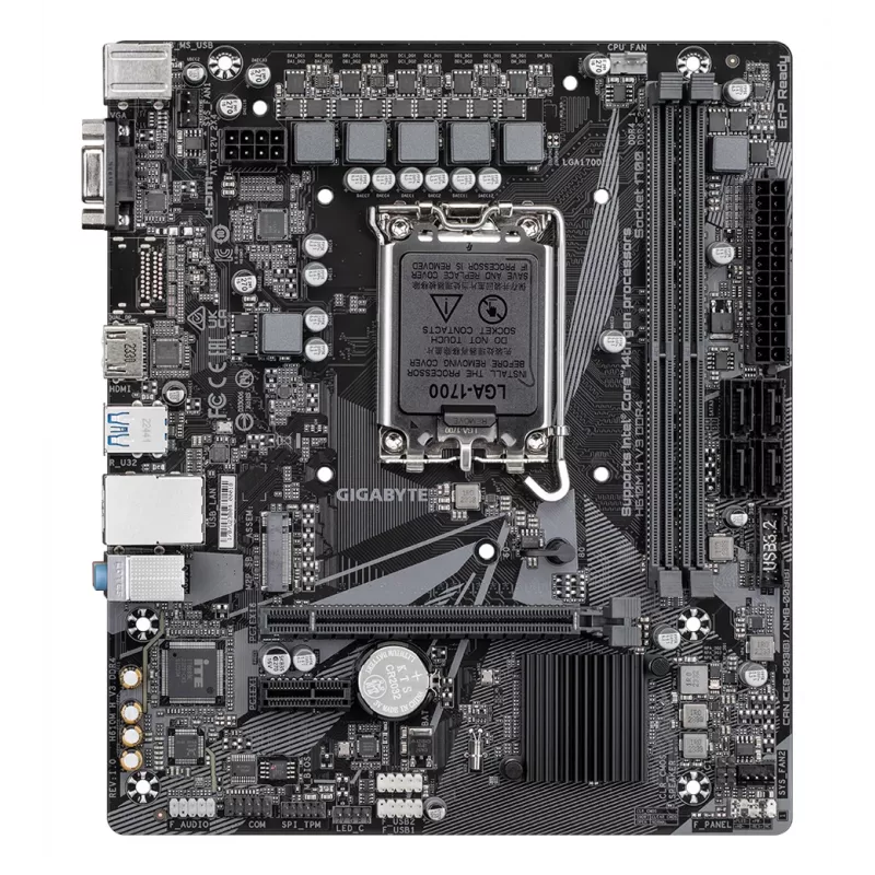 GIGABYTE H610M H V3 DDR4 emaplaat – toetab Intel Core 14. põlvkonna protsessoreid, 4+1+1 hübriidfaasiline digitaalne VRM, kuni 3200 MHz DDR4, 1xPCIe 3.0 M.2, GbE LAN, USB 3.2 Gen 1