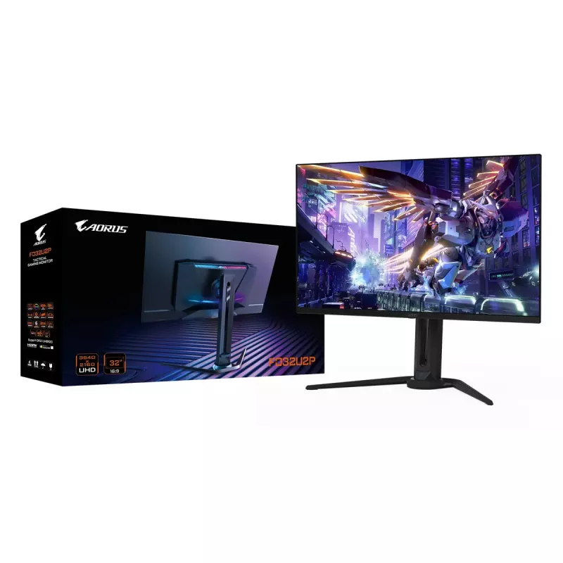 32” GIGABYTE AORUS FO32U2P OLED mängurimonitor – 3840×2160 UHD, 240 Hz, 0,03 ms, 250 cd/m², KVM, DisplayPort 2.1