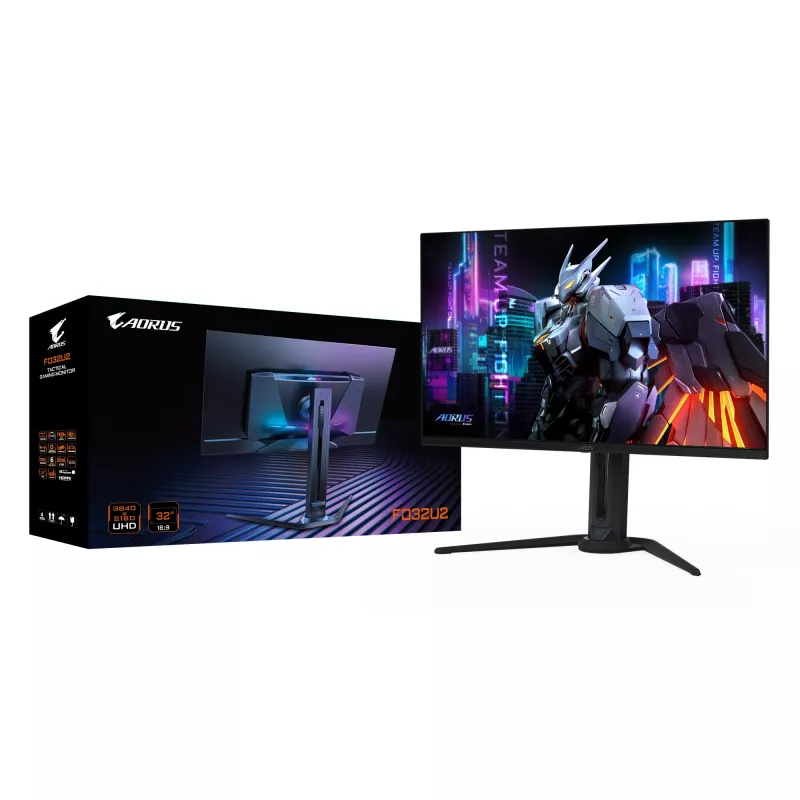 GIGABYTE AORUS FO32U2 32” OLED-mängumonitor – 3840 x 2160 (UHD), 240 Hz, 0,03 ms, KVM, 250 cd/m², FreeSync Premium Pro, DisplayHDR True Black 400, HDMI 2.1
