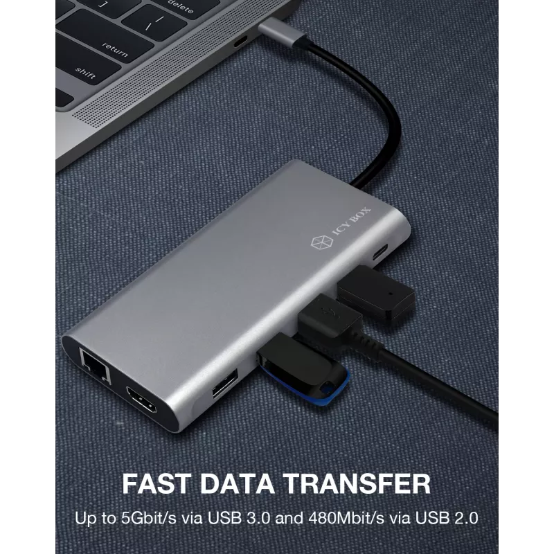 ICY BOX IB-DK4050-CPD Juhtmega USB 3.2 Gen 1 (3.1 Gen 1) USB-C Antratsiit