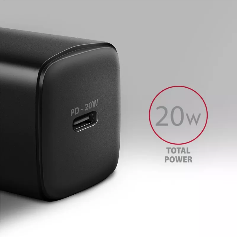 Seinalaadija Axagon ACU-PD20 1x QC3.0/AFC/FCP/PD USB-C 20W Must