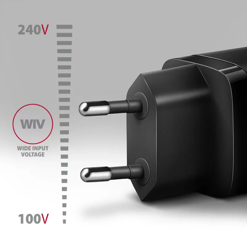 Seinalaadija Axagon ACU-PD20 1x QC3.0/AFC/FCP/PD USB-C 20W Must