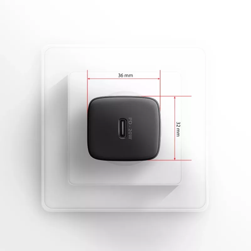 Seinalaadija Axagon ACU-PD20 1x QC3.0/AFC/FCP/PD USB-C 20W Must