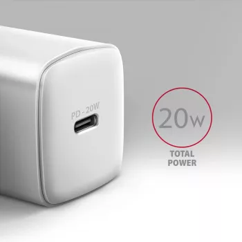 Axagon ACU-PD20W võrgulaadija 1x QC3.0/AFC/FCP/PD USB-C 20W valge