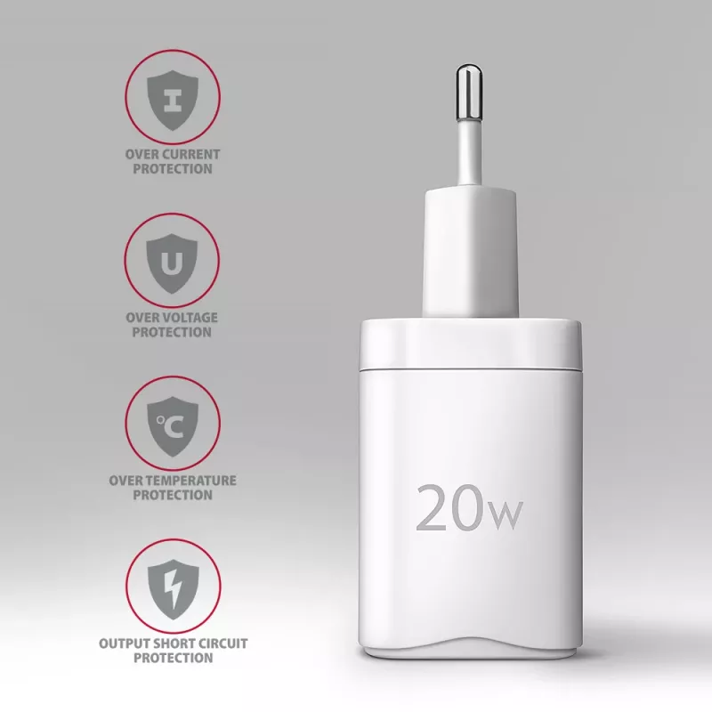 Axagon ACU-PD20W võrgulaadija 1x QC3.0/AFC/FCP/PD USB-C 20W valge