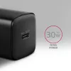 Axagon ACU-PD30 PD3.0 & QC4+ 1x OUTPUT seinakonverter 30W, sisetingimustesse, vahelduvvool, must