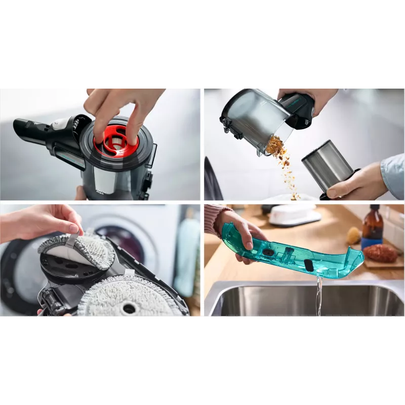 Bosch BCS71HYG1 pulkpuhasti/elektriline luud Aku Kuiv&märg HEPA Kotita 0,3 L 23,5 W Must, Valge 3 Ah