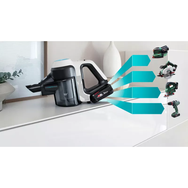 Bosch BCS71HYG1 pulkpuhasti/elektriline luud Aku Kuiv&märg HEPA Kotita 0,3 L 23,5 W Must, Valge 3 Ah