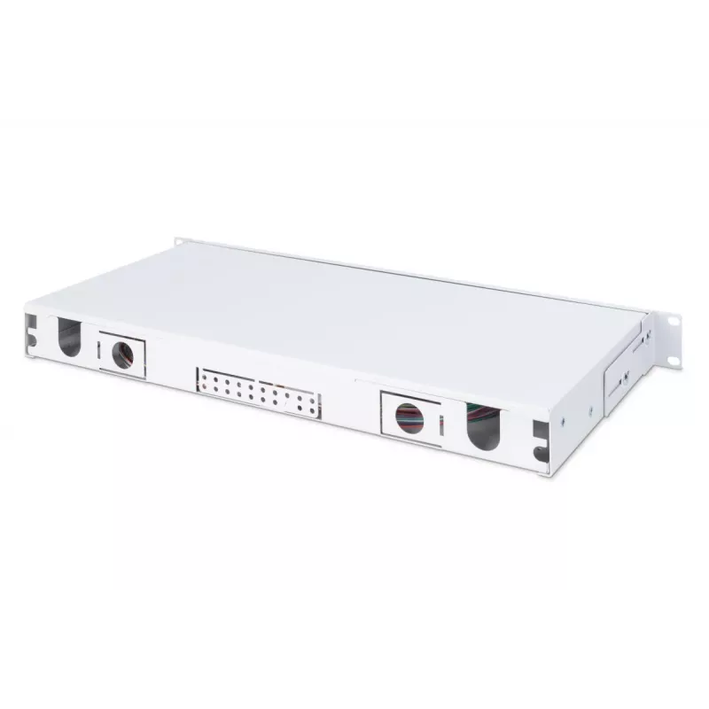 DIGITUS Fiiberoptiline Liugümbersplaisimiskarp, 1U, varustatud 24x LC dupleks, sh M 25 kruvi, splaissikassett OM3 värvilised notsud, adapter