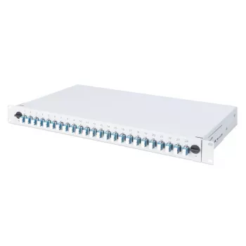 DIGITUS kiudoptiline liugliitesalv, 1U, varustatud 24x LC duplex, sisaldab M 25 kruvi, liitesalv Singlemode OS2, värvilised sabakiud