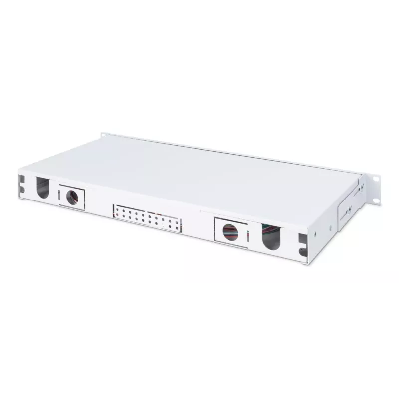 DIGITUS kiudoptiline liugliitesalv, 1U, varustatud 24x LC duplex, sisaldab M 25 kruvi, liitesalv Singlemode OS2, värvilised sabakiud